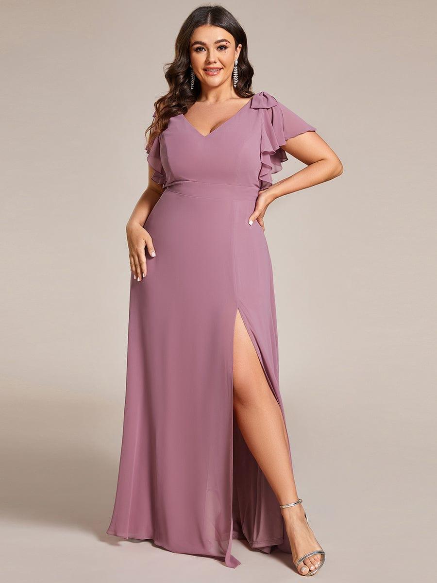 Elegant Plus Size Split Front A-Line Chiffon Bridesmaid Dress