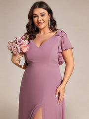 Elegant Plus Size Split Front A-Line Chiffon Bridesmaid Dress