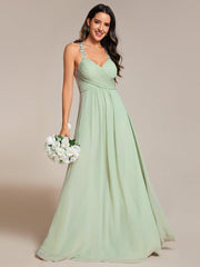 Special Pleated Chiffon A-Line Sleeveless Bridesmaid Dress
