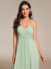 Special Pleated Chiffon A-Line Sleeveless Bridesmaid Dress