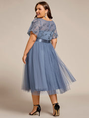 Deluxe A-Line Tea-Length Tulle Junior Bridesmaid Dress with Sash