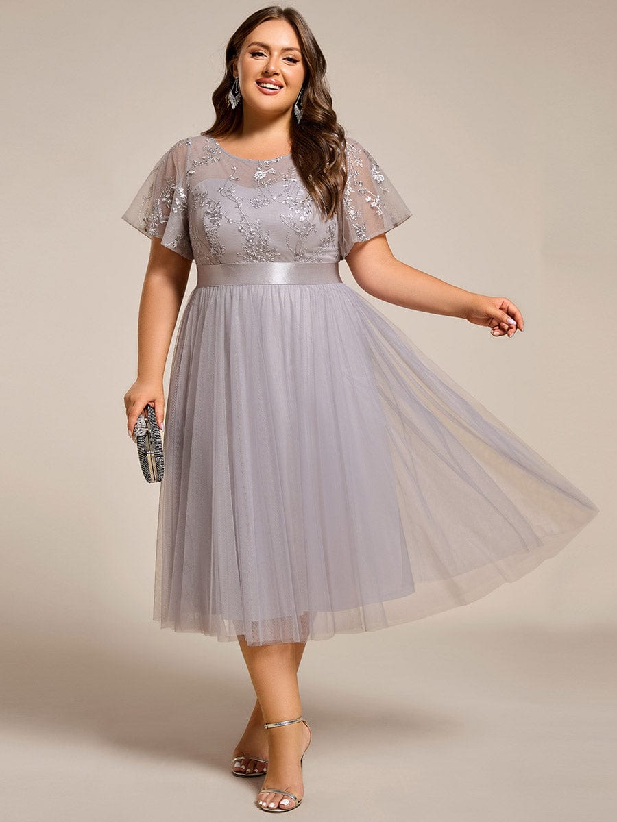 Deluxe A-Line Tea-Length Tulle Junior Bridesmaid Dress with Sash