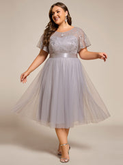 Deluxe A-Line Tea-Length Tulle Junior Bridesmaid Dress with Sash