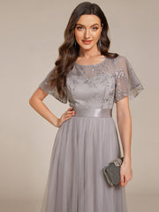 Deluxe A-Line Tea-Length Tulle Junior Bridesmaid Dress with Sash
