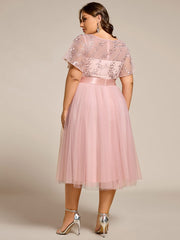 Deluxe A-Line Tea-Length Tulle Junior Bridesmaid Dress with Sash
