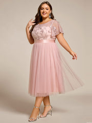 Deluxe A-Line Tea-Length Tulle Junior Bridesmaid Dress with Sash