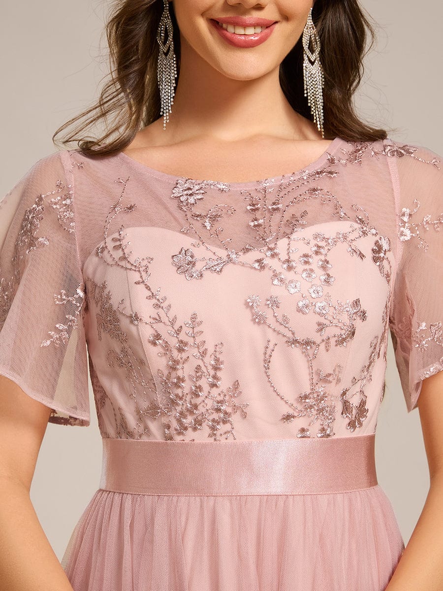 Deluxe A-Line Tea-Length Tulle Junior Bridesmaid Dress with Sash