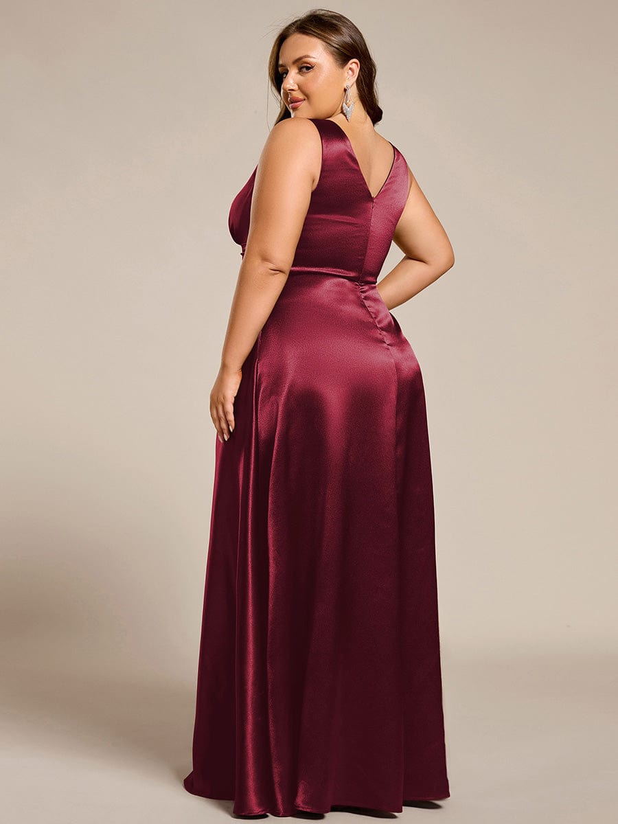 Feminine Plus Size Satin A-Line Bridesmaid Dress with Pockets