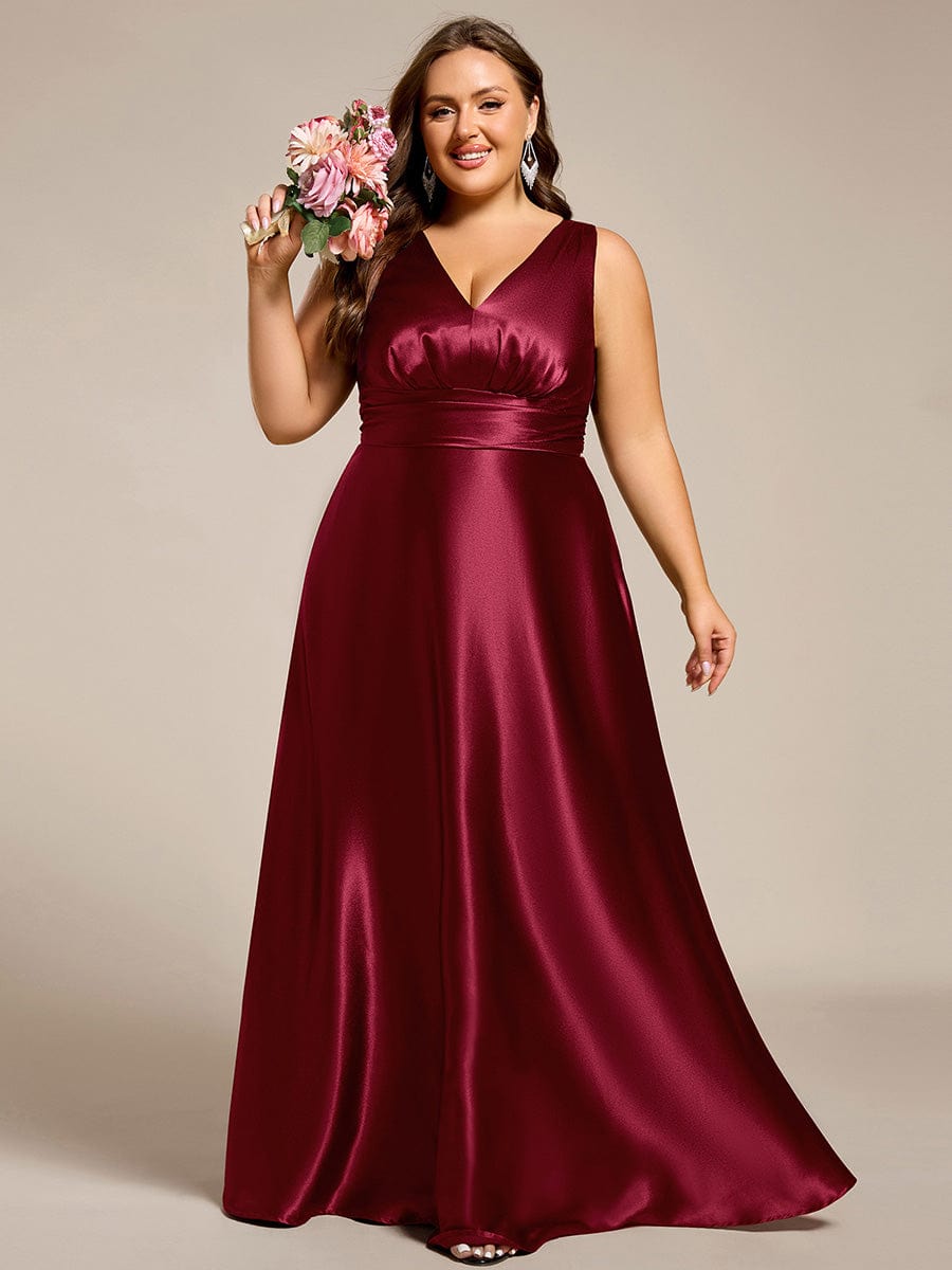 Feminine Plus Size Satin A-Line Bridesmaid Dress with Pockets