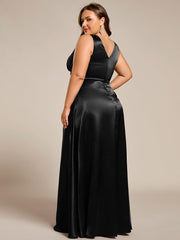 Feminine Plus Size Satin A-Line Bridesmaid Dress with Pockets