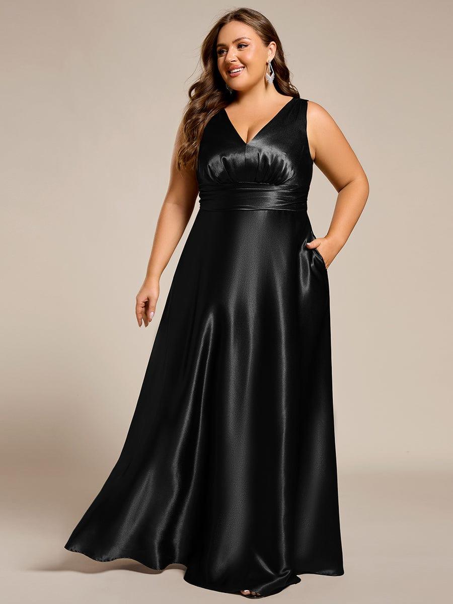 Feminine Plus Size Satin A-Line Bridesmaid Dress with Pockets