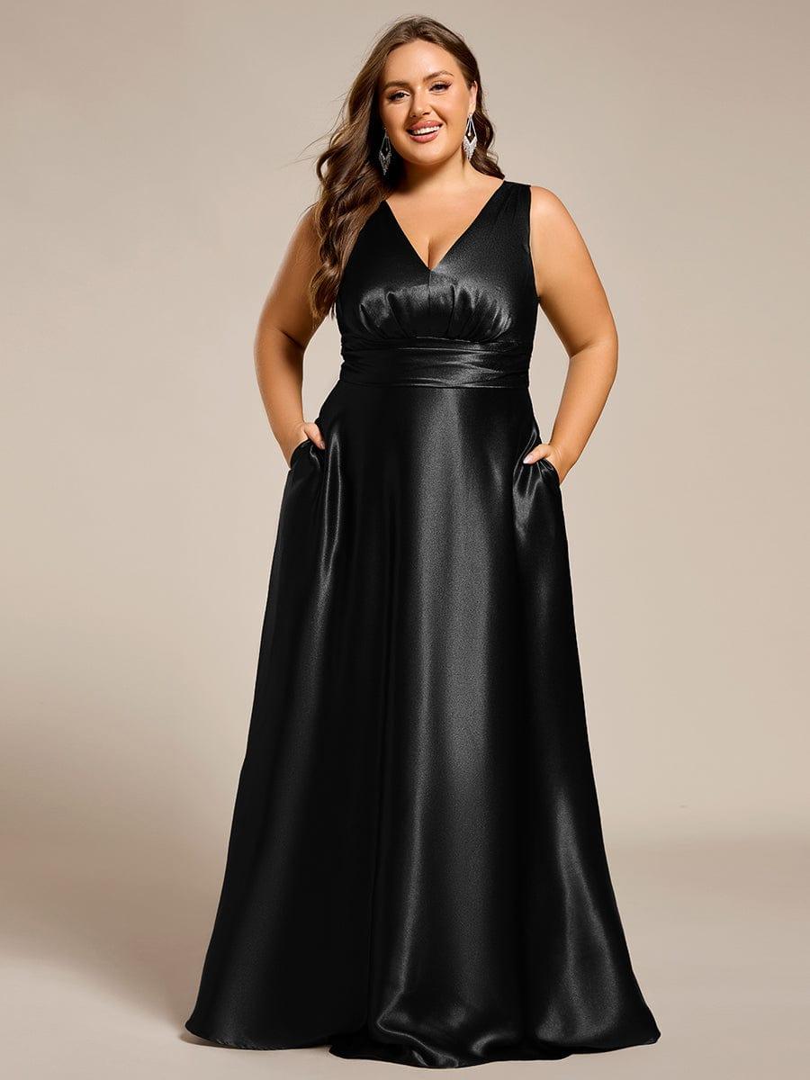 Feminine Plus Size Satin A-Line Bridesmaid Dress with Pockets