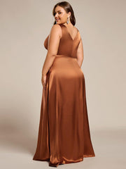 Feminine Plus Size Satin A-Line Bridesmaid Dress with Pockets