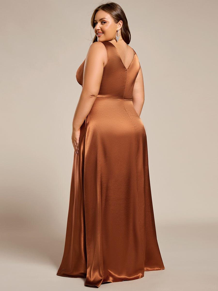 Feminine Plus Size Satin A-Line Bridesmaid Dress with Pockets