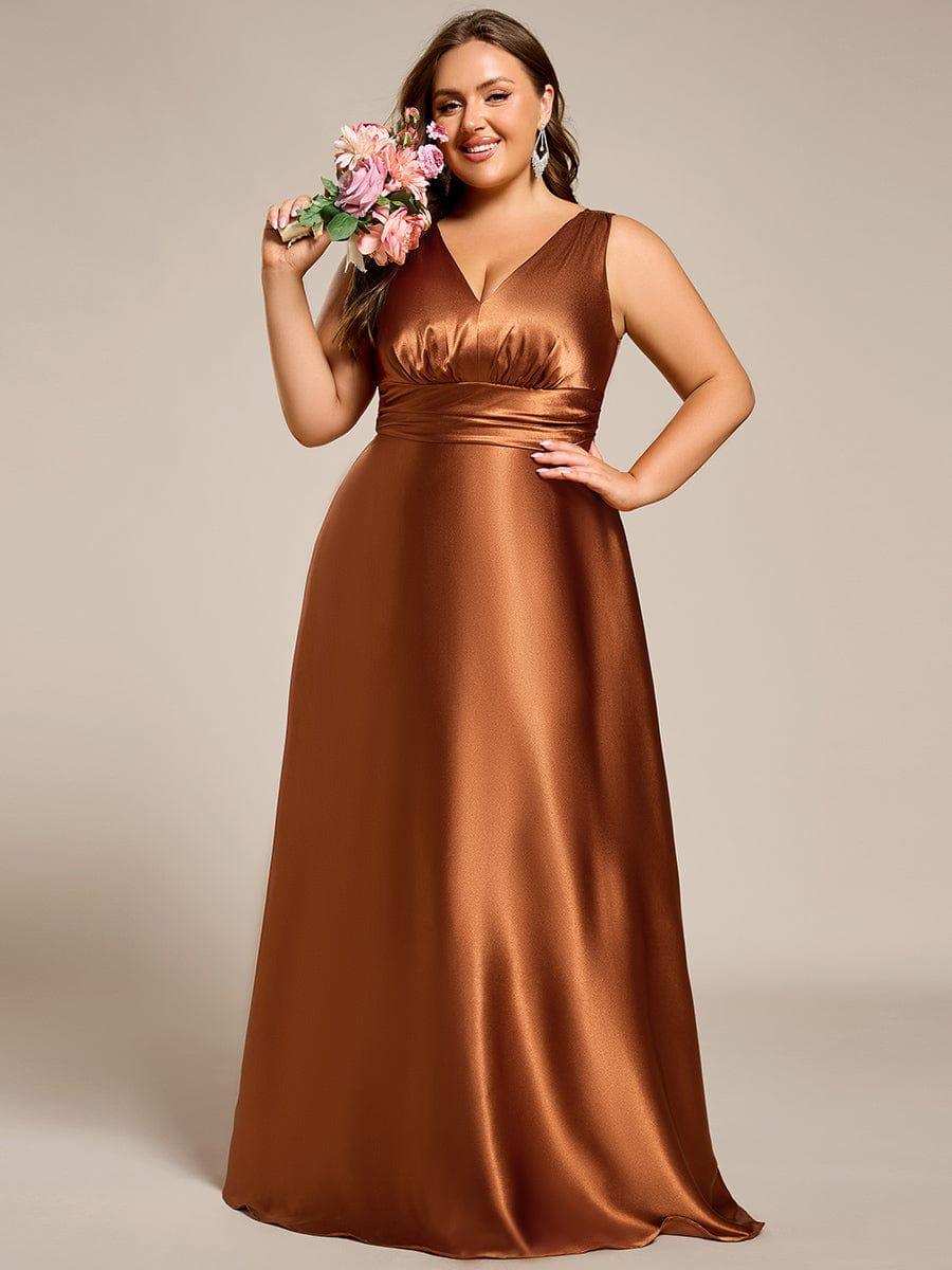 Feminine Plus Size Satin A-Line Bridesmaid Dress with Pockets