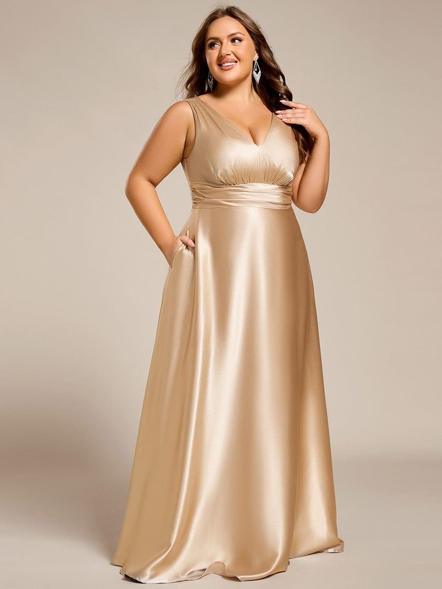 Feminine Plus Size Satin A-Line Bridesmaid Dress with Pockets