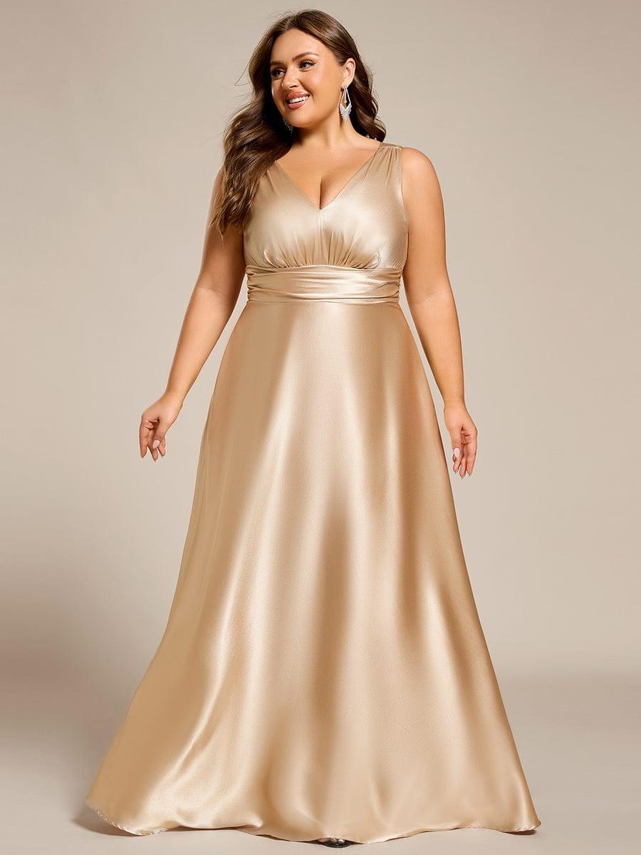 Feminine Plus Size Satin A-Line Bridesmaid Dress with Pockets