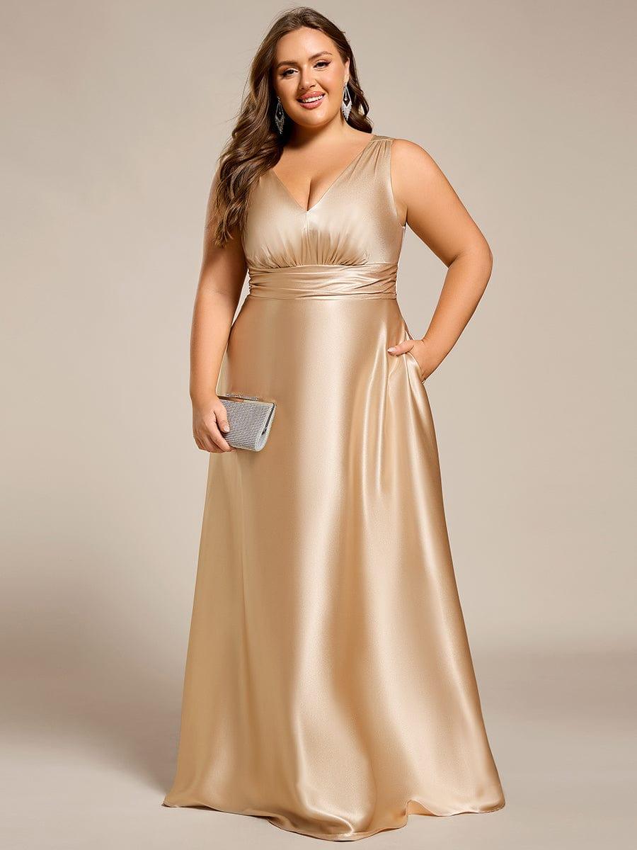 Feminine Plus Size Satin A-Line Bridesmaid Dress with Pockets