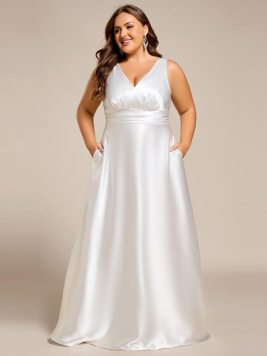 Feminine Plus Size Satin A-Line Bridesmaid Dress with Pockets