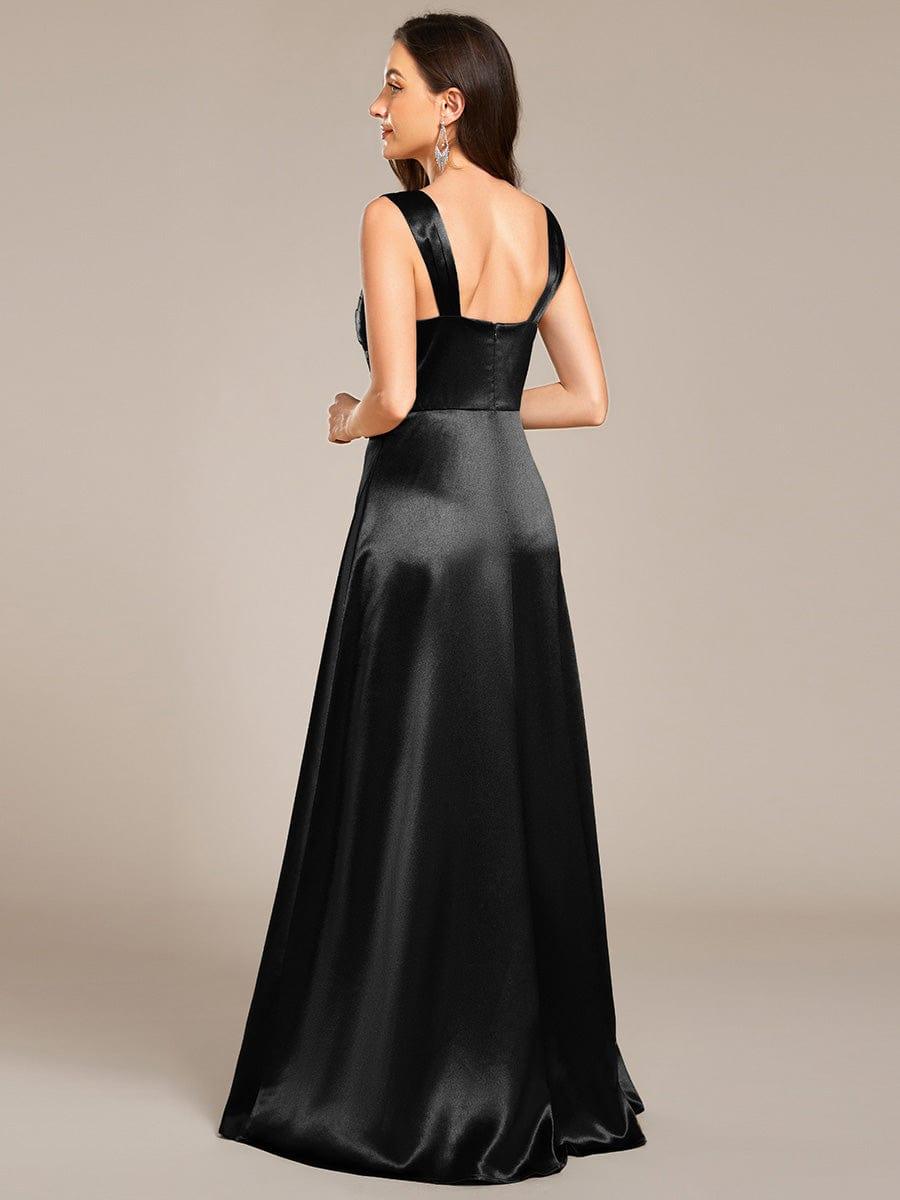 Enchanting Square Neck A-Line Satin Bridesmaid Dress with Slit
