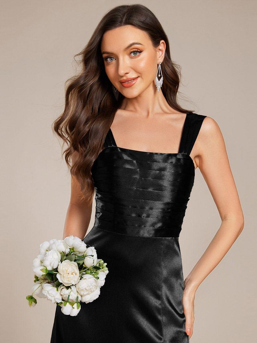 Enchanting Square Neck A-Line Satin Bridesmaid Dress with Slit