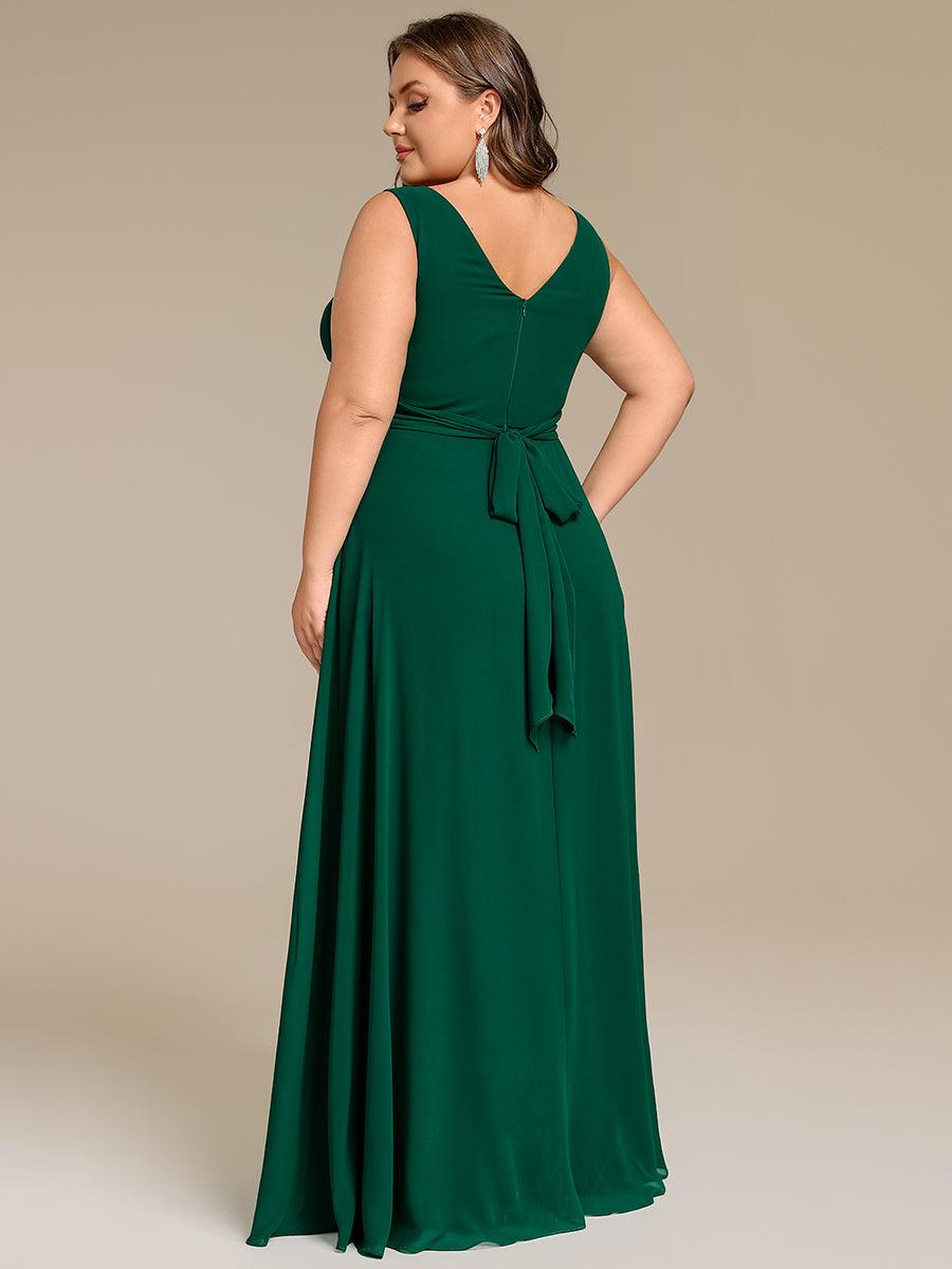Charming Plus Size A-Line V-Neck Chiffon Bridesmaid Dress