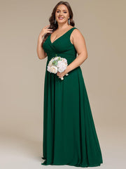 Charming Plus Size A-Line V-Neck Chiffon Bridesmaid Dress