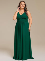 Charming Plus Size A-Line V-Neck Chiffon Bridesmaid Dress