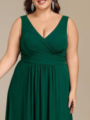 Charming Plus Size A-Line V-Neck Chiffon Bridesmaid Dress
