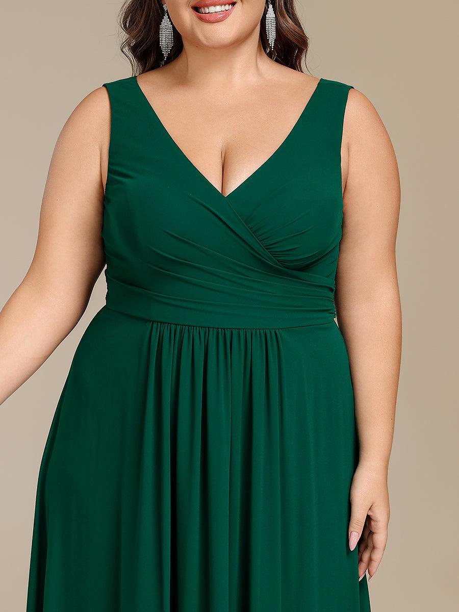 Charming Plus Size A-Line V-Neck Chiffon Bridesmaid Dress