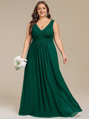 Charming Plus Size A-Line V-Neck Chiffon Bridesmaid Dress