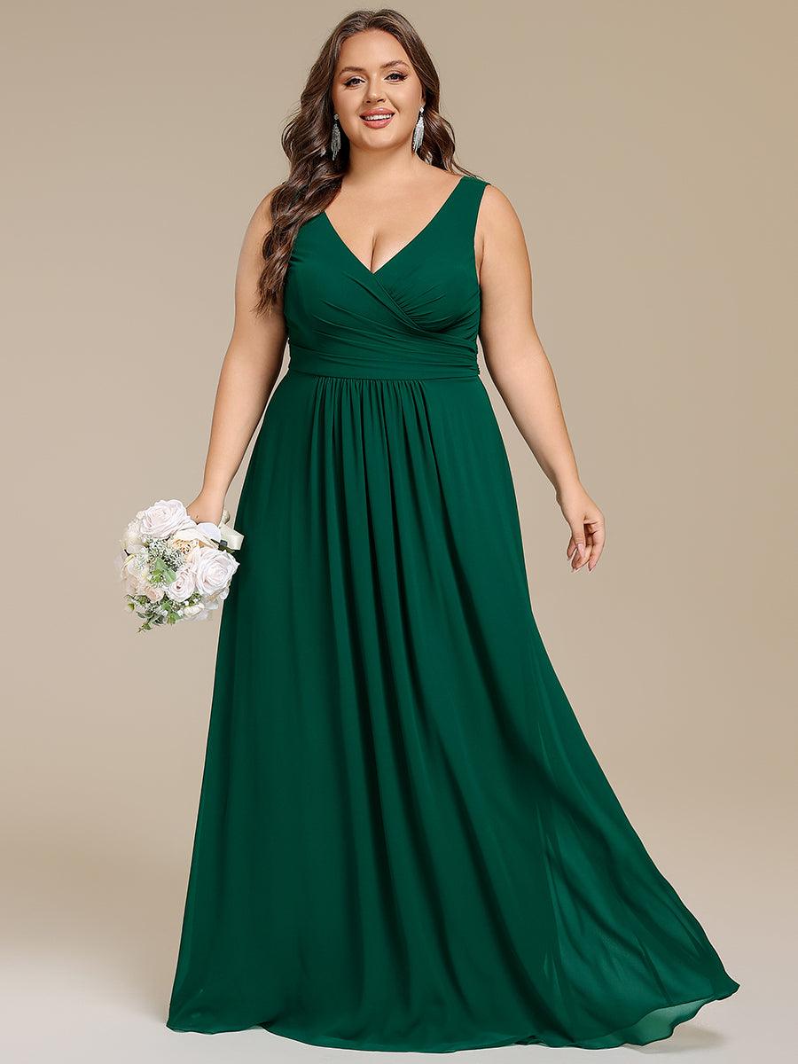 Charming Plus Size A-Line V-Neck Chiffon Bridesmaid Dress