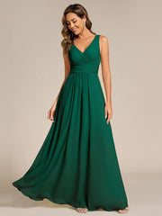 Delicate Sleeveless V-Neck A-Line Chiffon Bridesmaid Dress