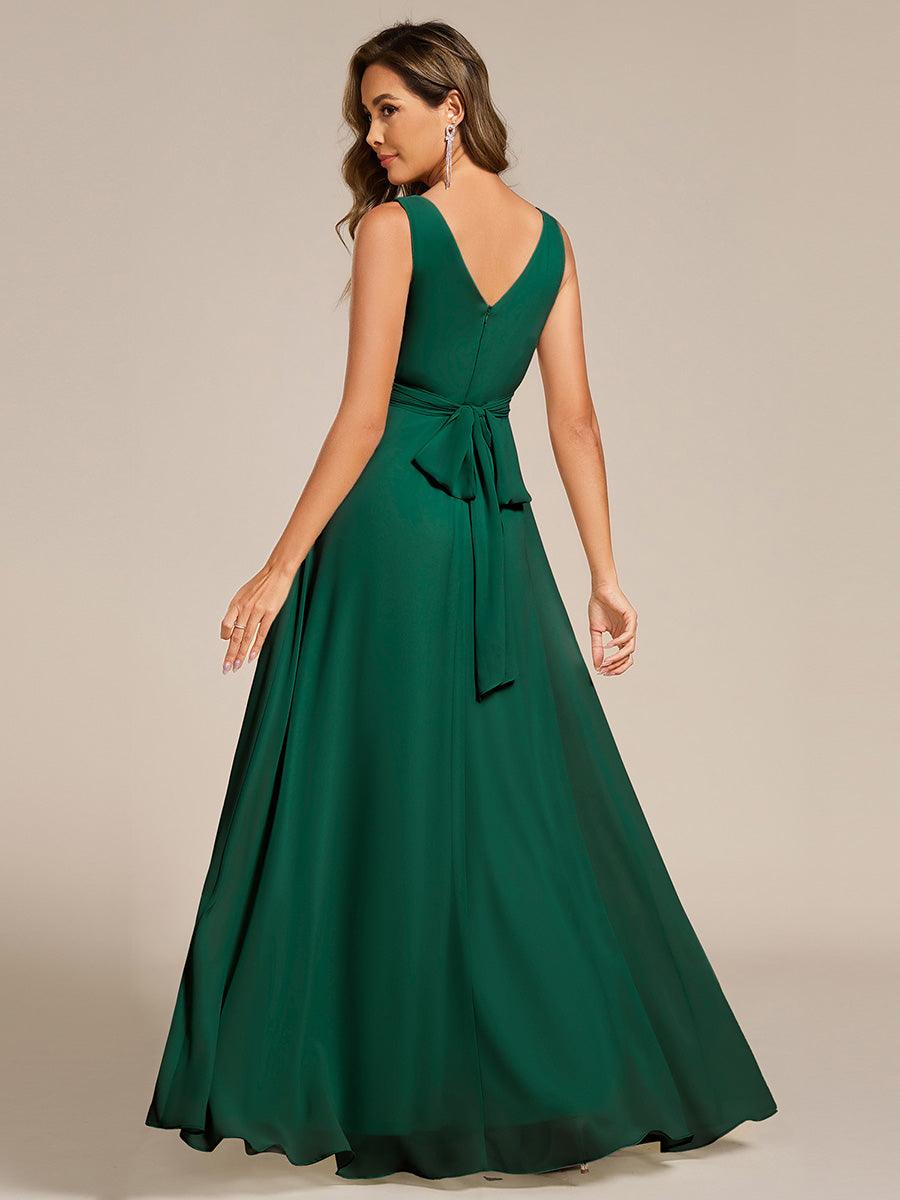 Delicate Sleeveless V-Neck A-Line Chiffon Bridesmaid Dress