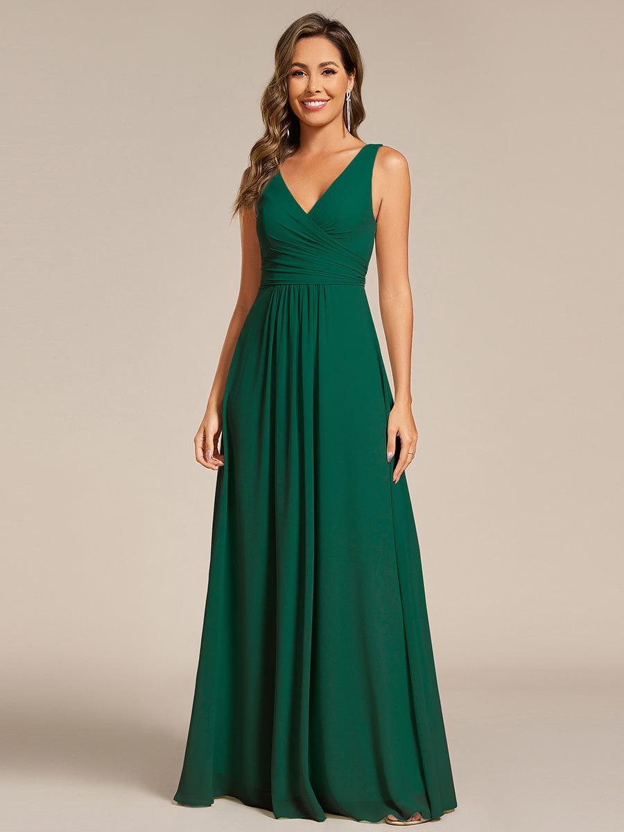 Delicate Sleeveless V-Neck A-Line Chiffon Bridesmaid Dress