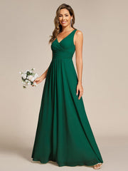Delicate Sleeveless V-Neck A-Line Chiffon Bridesmaid Dress
