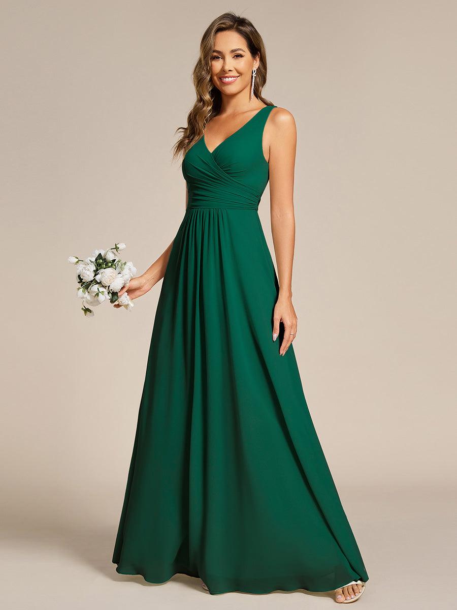 Delicate Sleeveless V-Neck A-Line Chiffon Bridesmaid Dress