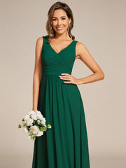 Delicate Sleeveless V-Neck A-Line Chiffon Bridesmaid Dress