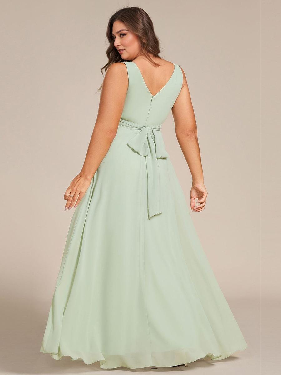 Charming Plus Size A-Line V-Neck Chiffon Bridesmaid Dress