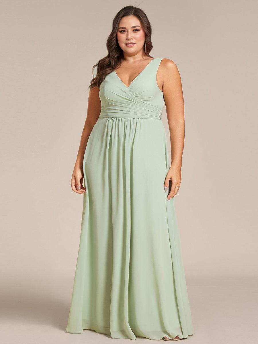 Charming Plus Size A-Line V-Neck Chiffon Bridesmaid Dress