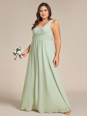 Charming Plus Size A-Line V-Neck Chiffon Bridesmaid Dress