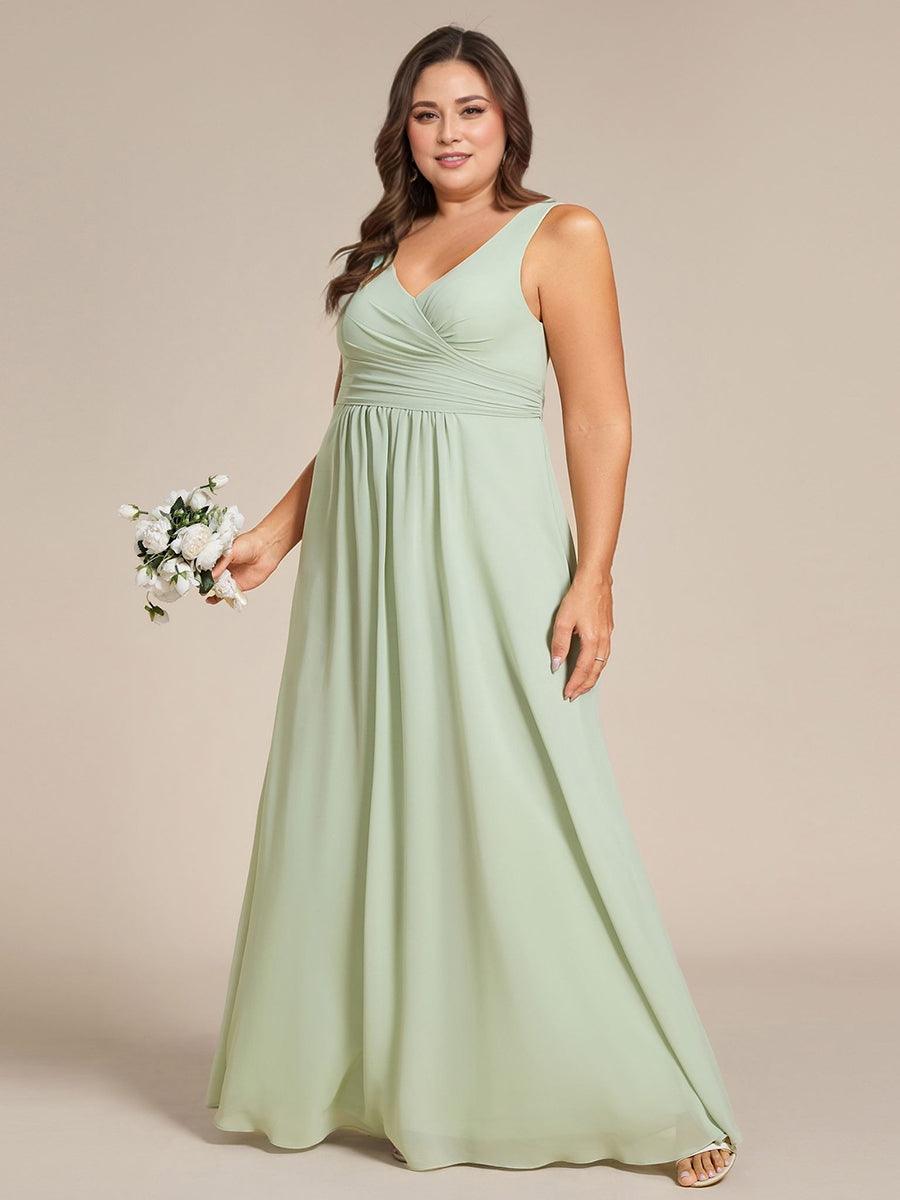 Charming Plus Size A-Line V-Neck Chiffon Bridesmaid Dress