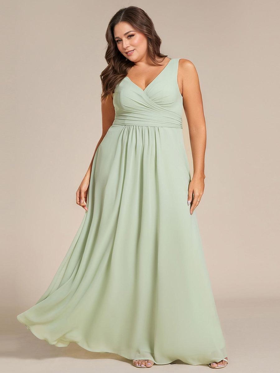 Charming Plus Size A-Line V-Neck Chiffon Bridesmaid Dress