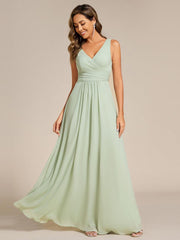 Delicate Sleeveless V-Neck A-Line Chiffon Bridesmaid Dress