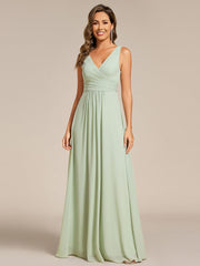 Delicate Sleeveless V-Neck A-Line Chiffon Bridesmaid Dress