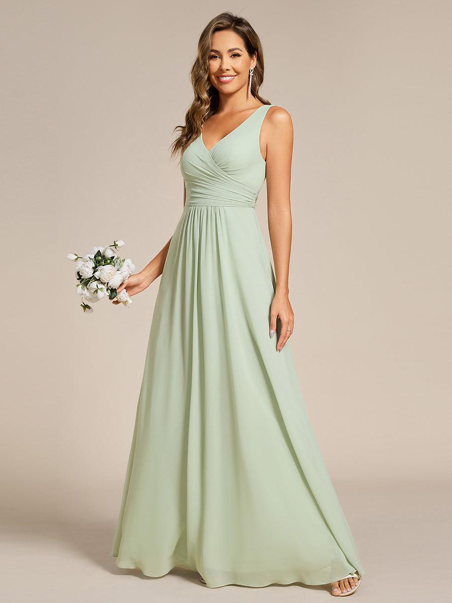 Delicate Sleeveless V-Neck A-Line Chiffon Bridesmaid Dress