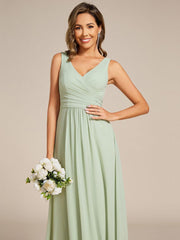 Delicate Sleeveless V-Neck A-Line Chiffon Bridesmaid Dress
