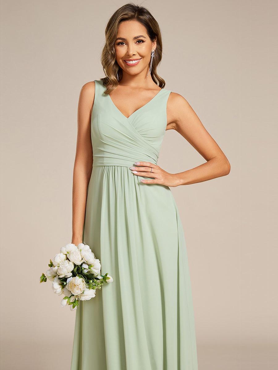 Delicate Sleeveless V-Neck A-Line Chiffon Bridesmaid Dress