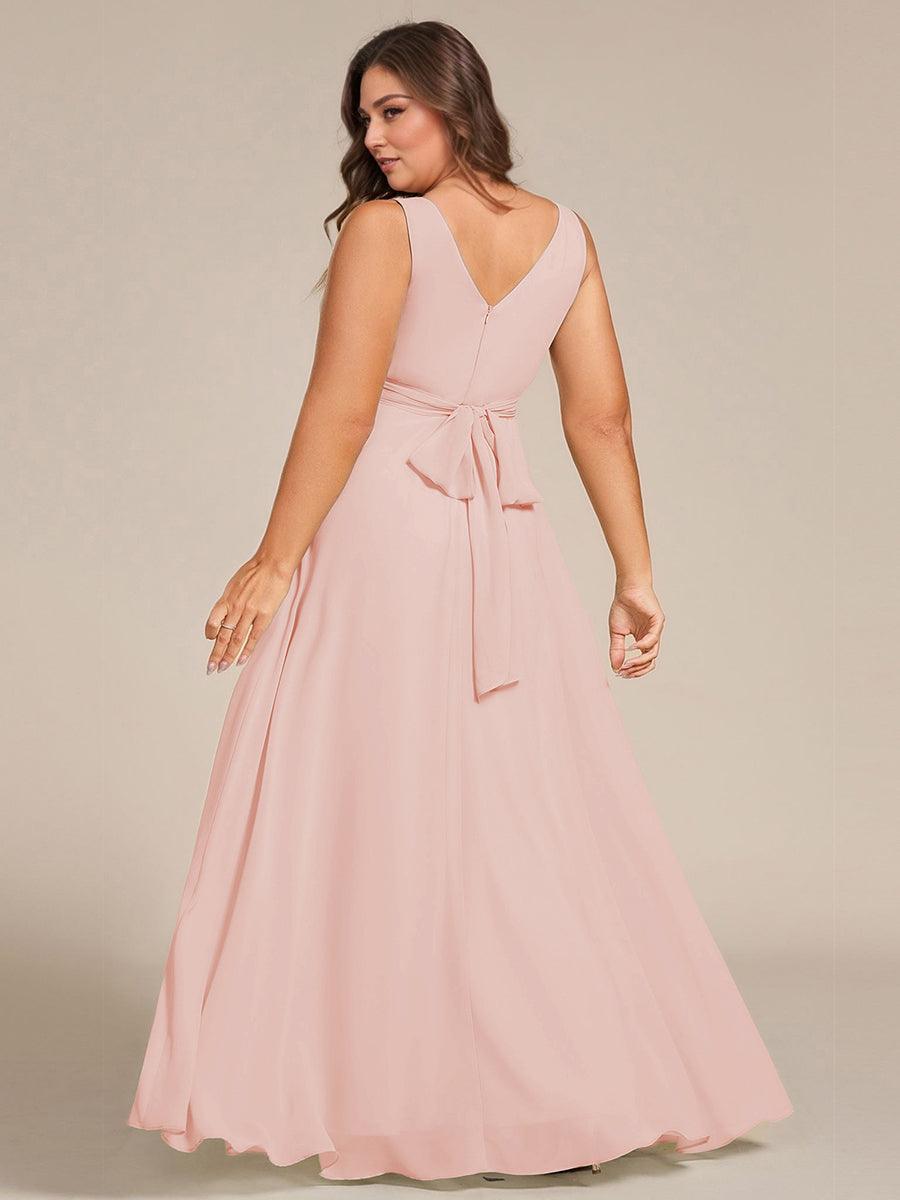 Charming Plus Size A-Line V-Neck Chiffon Bridesmaid Dress