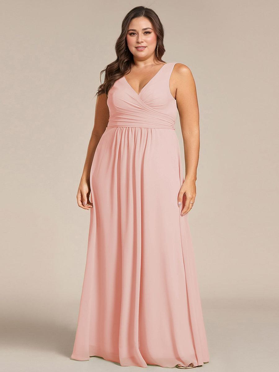 Charming Plus Size A-Line V-Neck Chiffon Bridesmaid Dress